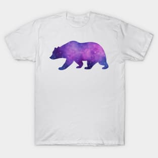 Grizzly Bear Spirit Animal Galaxy Silhouette with Stars T-Shirt